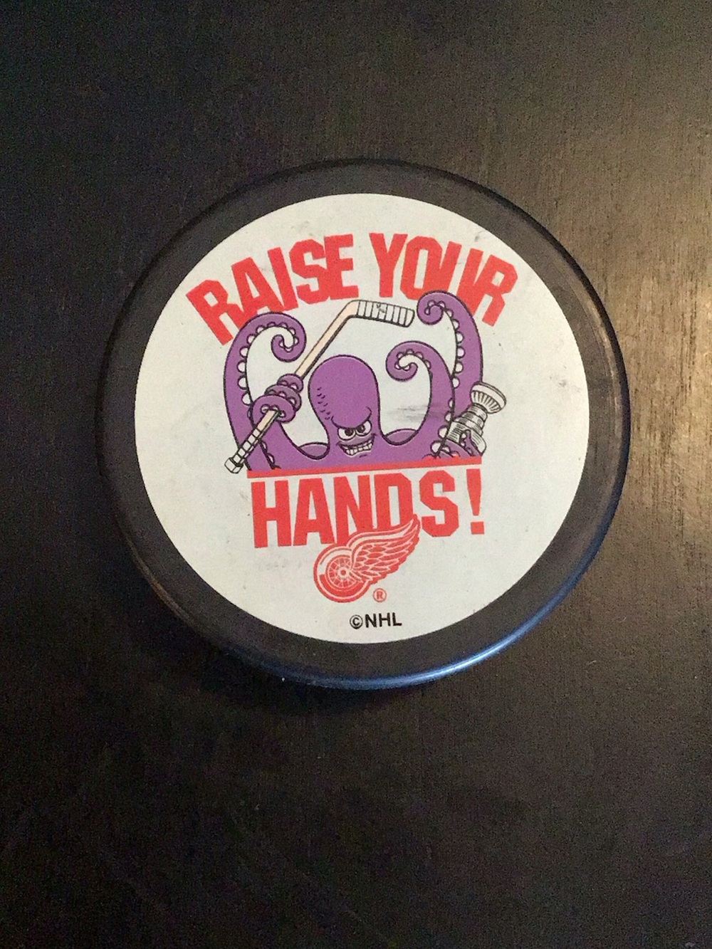 NHL hockey Octopus 'Raise Your Hands!' Detroit red wings official Slovakia puck